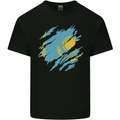 Torn Kazakhstan Flag Kazakh Day Football Mens Cotton T-Shirt Tee Top Black