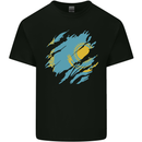 Torn Kazakhstan Flag Kazakh Day Football Mens Cotton T-Shirt Tee Top Black