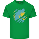 Torn Kazakhstan Flag Kazakh Day Football Mens Cotton T-Shirt Tee Top Irish Green