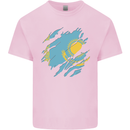 Torn Kazakhstan Flag Kazakh Day Football Mens Cotton T-Shirt Tee Top Light Pink