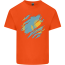 Torn Kazakhstan Flag Kazakh Day Football Mens Cotton T-Shirt Tee Top Orange