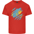 Torn Kazakhstan Flag Kazakh Day Football Mens Cotton T-Shirt Tee Top Red
