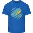 Torn Kazakhstan Flag Kazakh Day Football Mens Cotton T-Shirt Tee Top Royal Blue
