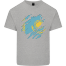 Torn Kazakhstan Flag Kazakh Day Football Mens Cotton T-Shirt Tee Top Sports Grey