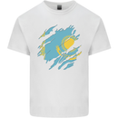 Torn Kazakhstan Flag Kazakh Day Football Mens Cotton T-Shirt Tee Top White