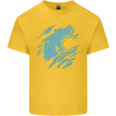 Torn Kazakhstan Flag Kazakh Day Football Mens Cotton T-Shirt Tee Top Yellow