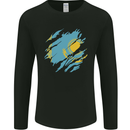 Torn Kazakhstan Flag Kazakh Day Football Mens Long Sleeve T-Shirt Black