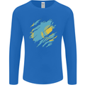 Torn Kazakhstan Flag Kazakh Day Football Mens Long Sleeve T-Shirt Royal Blue