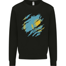Torn Kazakhstan Flag Kazakh Day Football Mens Sweatshirt Jumper Black