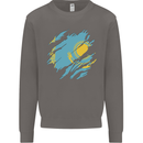 Torn Kazakhstan Flag Kazakh Day Football Mens Sweatshirt Jumper Charcoal