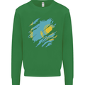 Torn Kazakhstan Flag Kazakh Day Football Mens Sweatshirt Jumper Irish Green