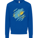 Torn Kazakhstan Flag Kazakh Day Football Mens Sweatshirt Jumper Royal Blue