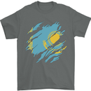 Torn Kazakhstan Flag Kazakh Day Football Mens T-Shirt 100% Cotton Charcoal