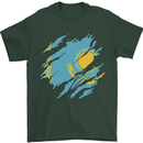 Torn Kazakhstan Flag Kazakh Day Football Mens T-Shirt 100% Cotton Forest Green