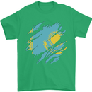 Torn Kazakhstan Flag Kazakh Day Football Mens T-Shirt 100% Cotton Irish Green