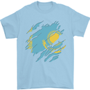 Torn Kazakhstan Flag Kazakh Day Football Mens T-Shirt 100% Cotton Light Blue