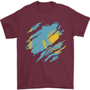 Torn Kazakhstan Flag Kazakh Day Football Mens T-Shirt 100% Cotton Maroon