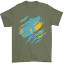 Torn Kazakhstan Flag Kazakh Day Football Mens T-Shirt 100% Cotton Military Green