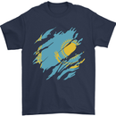 Torn Kazakhstan Flag Kazakh Day Football Mens T-Shirt 100% Cotton Navy Blue