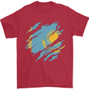 Torn Kazakhstan Flag Kazakh Day Football Mens T-Shirt 100% Cotton Red