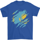 Torn Kazakhstan Flag Kazakh Day Football Mens T-Shirt 100% Cotton Royal Blue