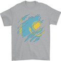 Torn Kazakhstan Flag Kazakh Day Football Mens T-Shirt 100% Cotton Sports Grey
