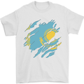 Torn Kazakhstan Flag Kazakh Day Football Mens T-Shirt 100% Cotton White
