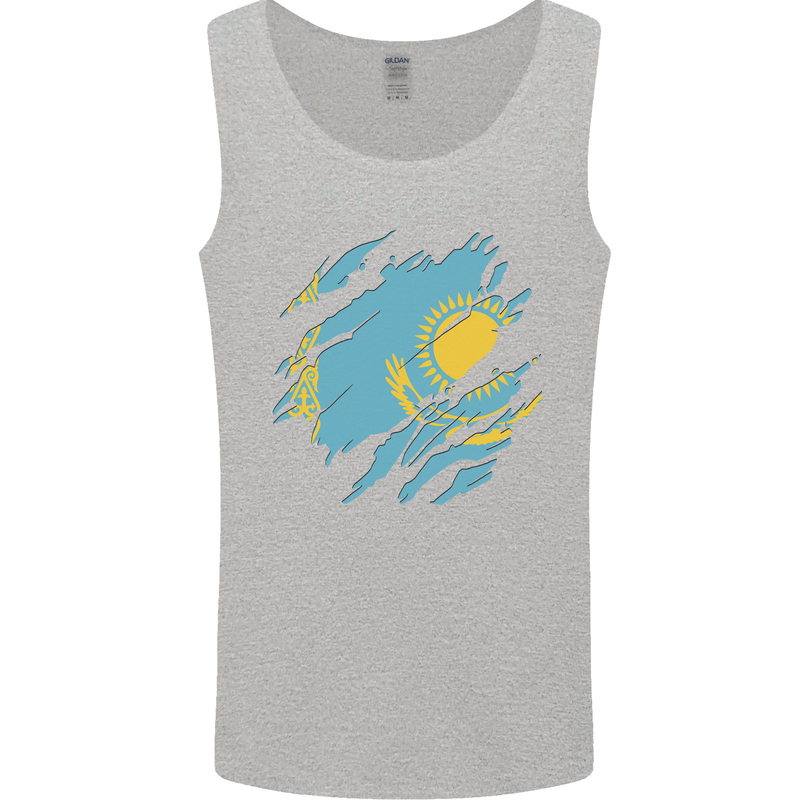 Torn Kazakhstan Flag Kazakh Day Football Mens Vest Tank Top Sports Grey