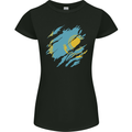 Torn Kazakhstan Flag Kazakh Day Football Womens Petite Cut T-Shirt Black