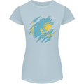 Torn Kazakhstan Flag Kazakh Day Football Womens Petite Cut T-Shirt Light Blue