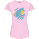 Torn Kazakhstan Flag Kazakh Day Football Womens Petite Cut T-Shirt Light Pink