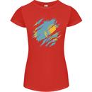 Torn Kazakhstan Flag Kazakh Day Football Womens Petite Cut T-Shirt Red