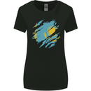 Torn Kazakhstan Flag Kazakh Day Football Womens Wider Cut T-Shirt Black