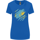 Torn Kazakhstan Flag Kazakh Day Football Womens Wider Cut T-Shirt Royal Blue