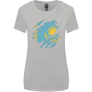 Torn Kazakhstan Flag Kazakh Day Football Womens Wider Cut T-Shirt Sports Grey