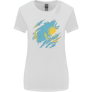 Torn Kazakhstan Flag Kazakh Day Football Womens Wider Cut T-Shirt White
