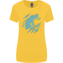 Torn Kazakhstan Flag Kazakh Day Football Womens Wider Cut T-Shirt Yellow