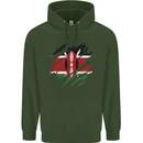 Torn Kenya Flag Kenyan Day Football Childrens Kids Hoodie Forest Green