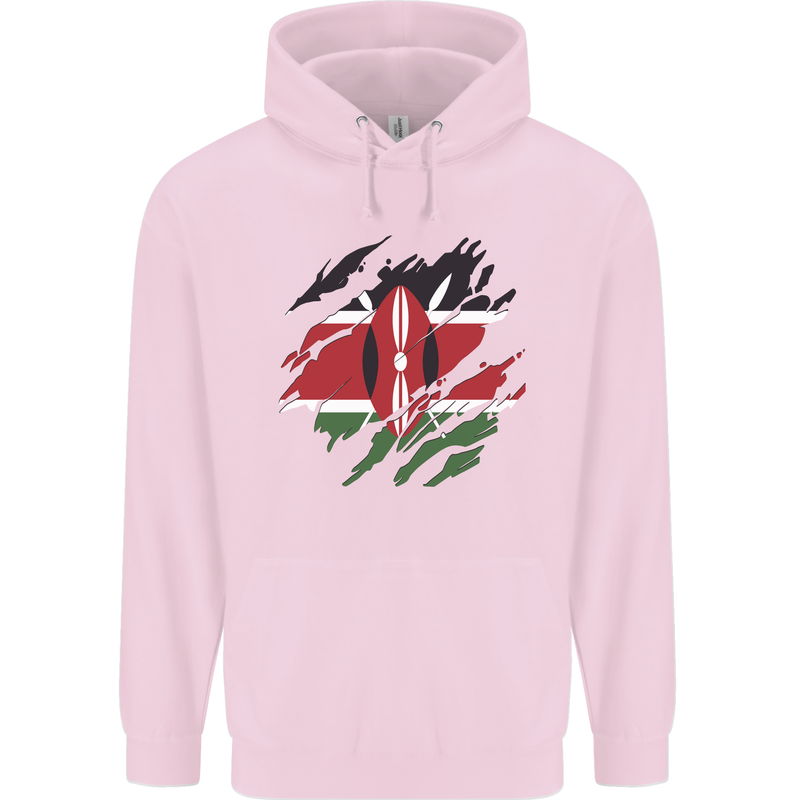 Torn Kenya Flag Kenyan Day Football Childrens Kids Hoodie Light Pink