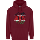 Torn Kenya Flag Kenyan Day Football Childrens Kids Hoodie Maroon