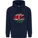 Torn Kenya Flag Kenyan Day Football Childrens Kids Hoodie Navy Blue