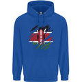 Torn Kenya Flag Kenyan Day Football Childrens Kids Hoodie Royal Blue