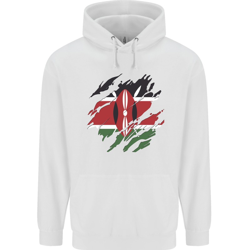 Torn Kenya Flag Kenyan Day Football Childrens Kids Hoodie White