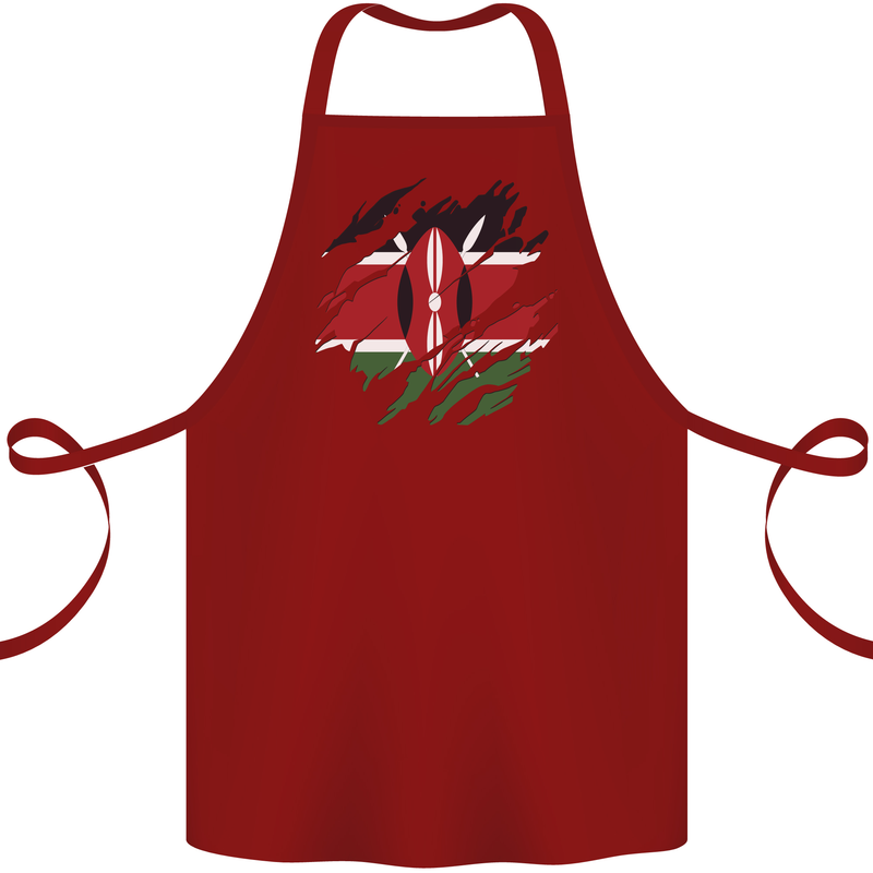 Torn Kenya Flag Kenyan Day Football Cotton Apron 100% Organic Maroon