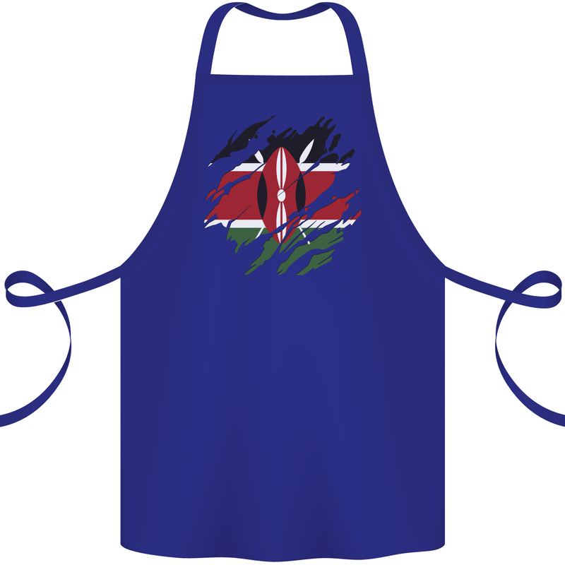 Torn Kenya Flag Kenyan Day Football Cotton Apron 100% Organic Royal Blue
