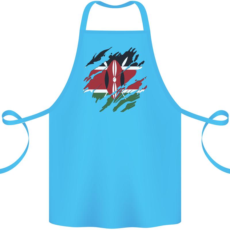 Torn Kenya Flag Kenyan Day Football Cotton Apron 100% Organic Turquoise