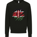 Torn Kenya Flag Kenyan Day Football Kids Sweatshirt Jumper Black