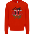 Torn Kenya Flag Kenyan Day Football Kids Sweatshirt Jumper Bright Red