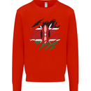 Torn Kenya Flag Kenyan Day Football Kids Sweatshirt Jumper Bright Red