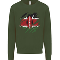 Torn Kenya Flag Kenyan Day Football Kids Sweatshirt Jumper Forest Green